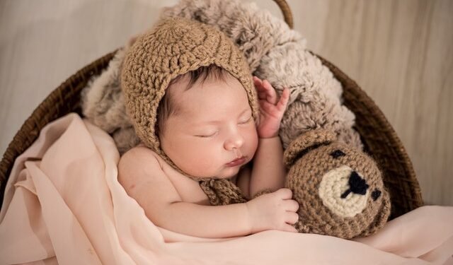 baby sleep with teddy