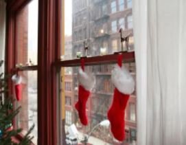 Hang Christmas Stockings On Window.