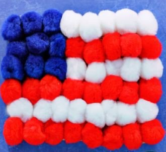 Pom Pom Flags as Patriotic Crafts.