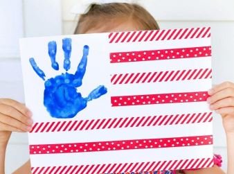 Washi Tape Flag Craft as Patriotic Crafts.